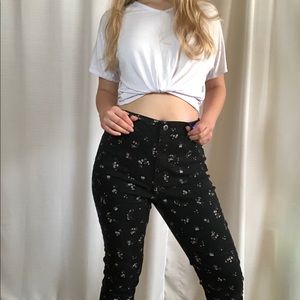 H&M Floral Black Jean Pants
